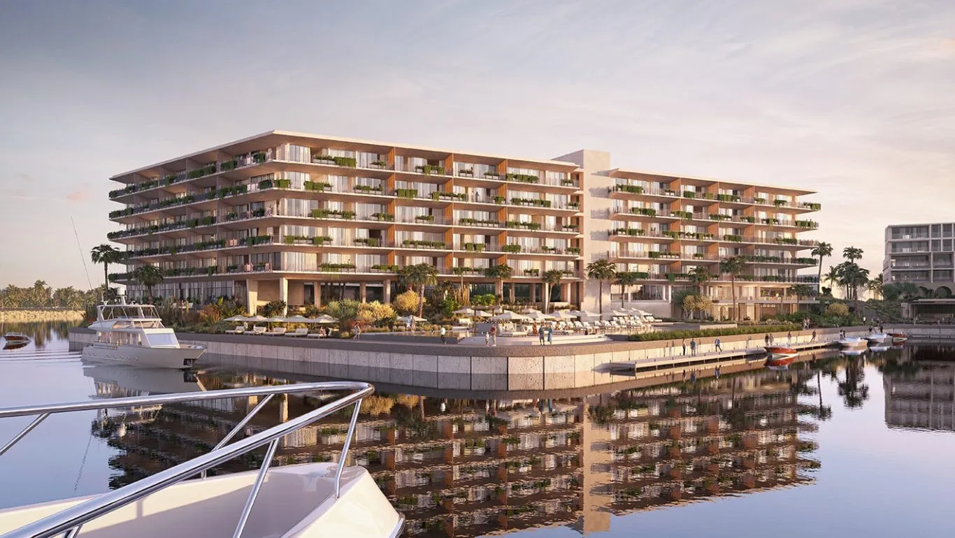 Detailed design master plan visualization emphasizing the ultra-exclusive waterfront custom home sites and deep-water boat slips at Costa Palmas.