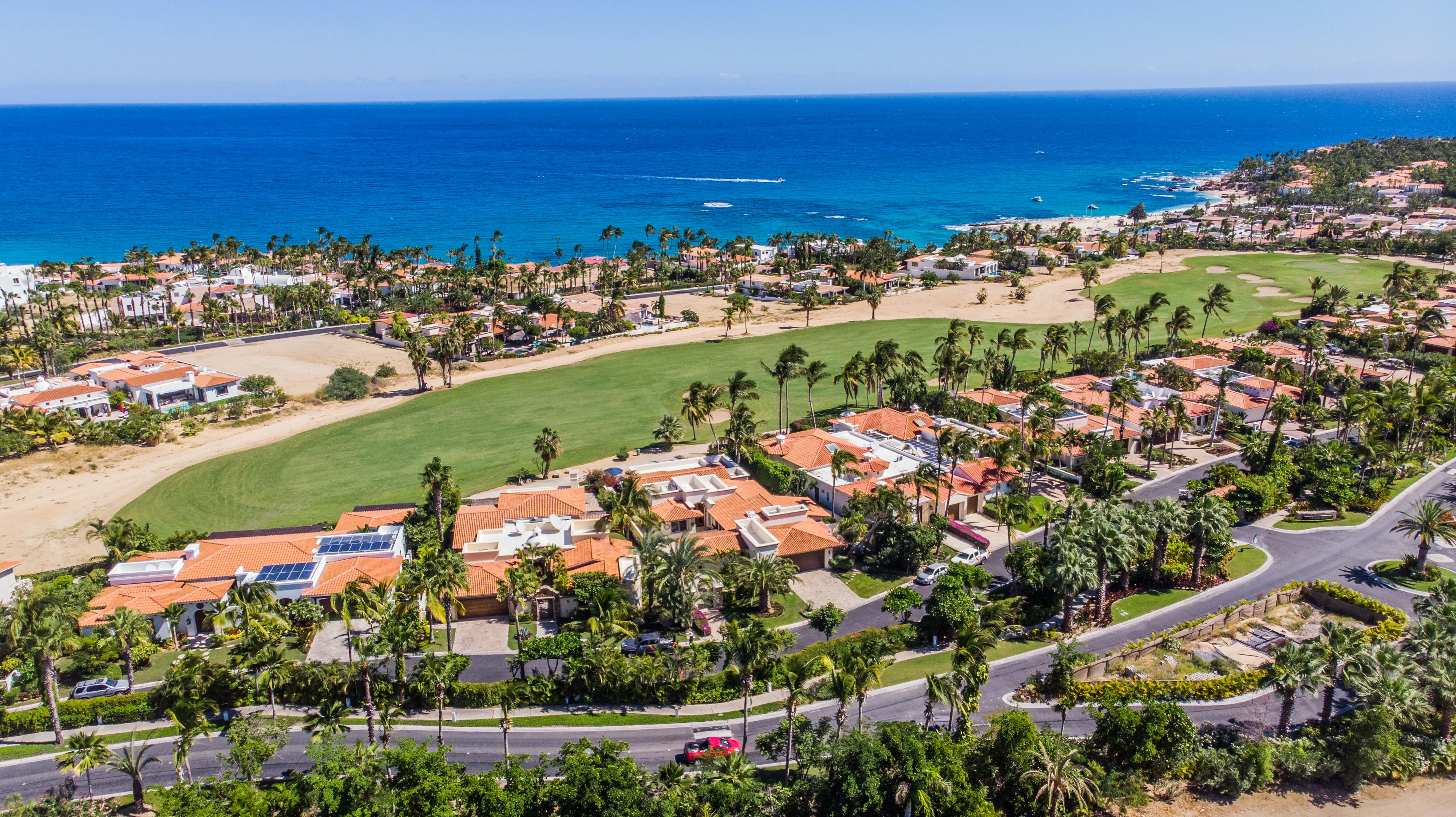 Perfectly manicured green fairway of the historic 27-hole Jack Nicklaus Signature golf course with Sea of Cortez views.