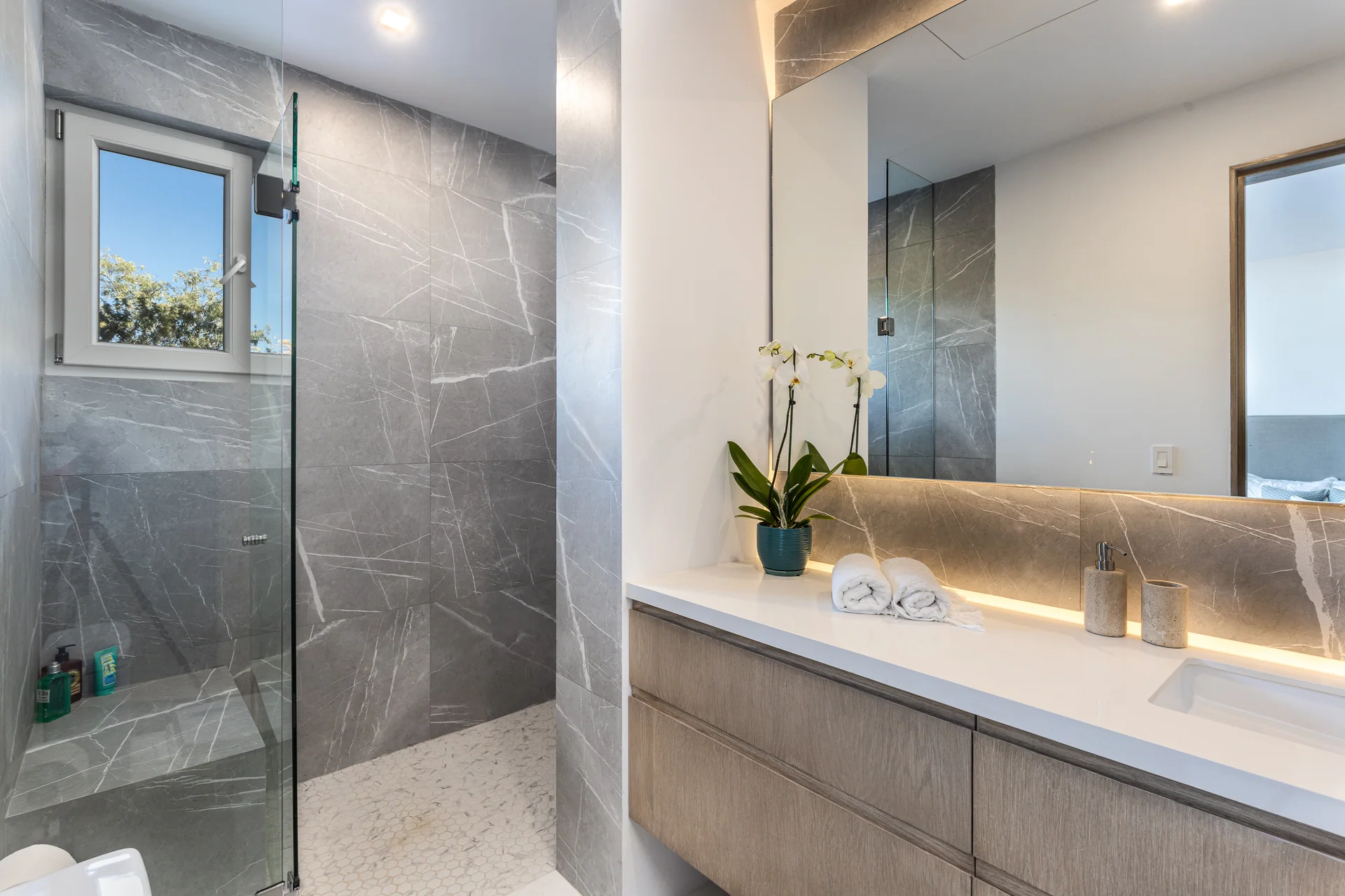 OCEANA model residence bathroom vanity and shower