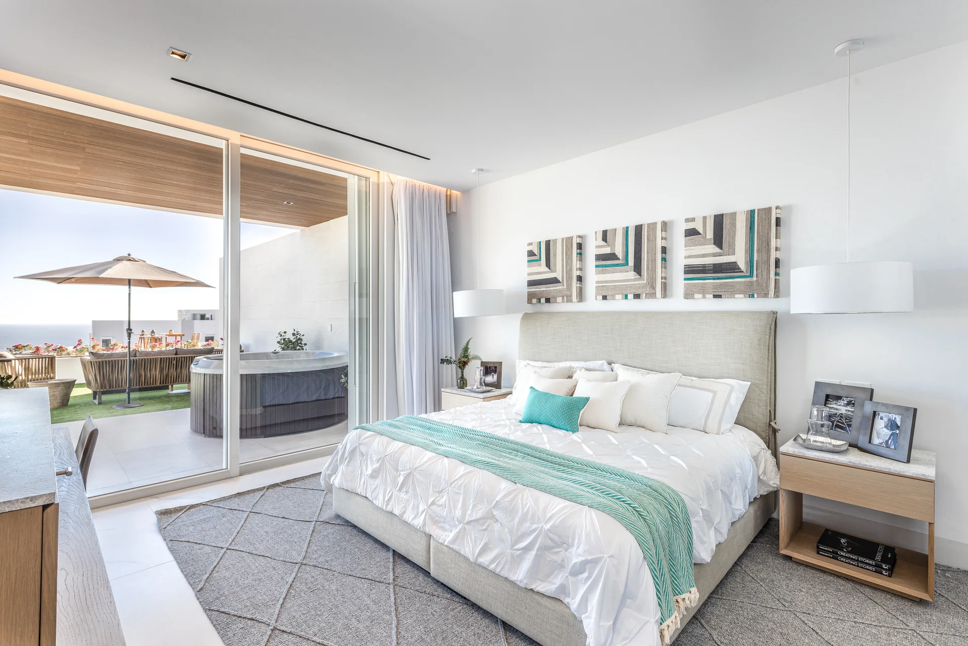 OCEANA model residence primary bedroom and terrace
