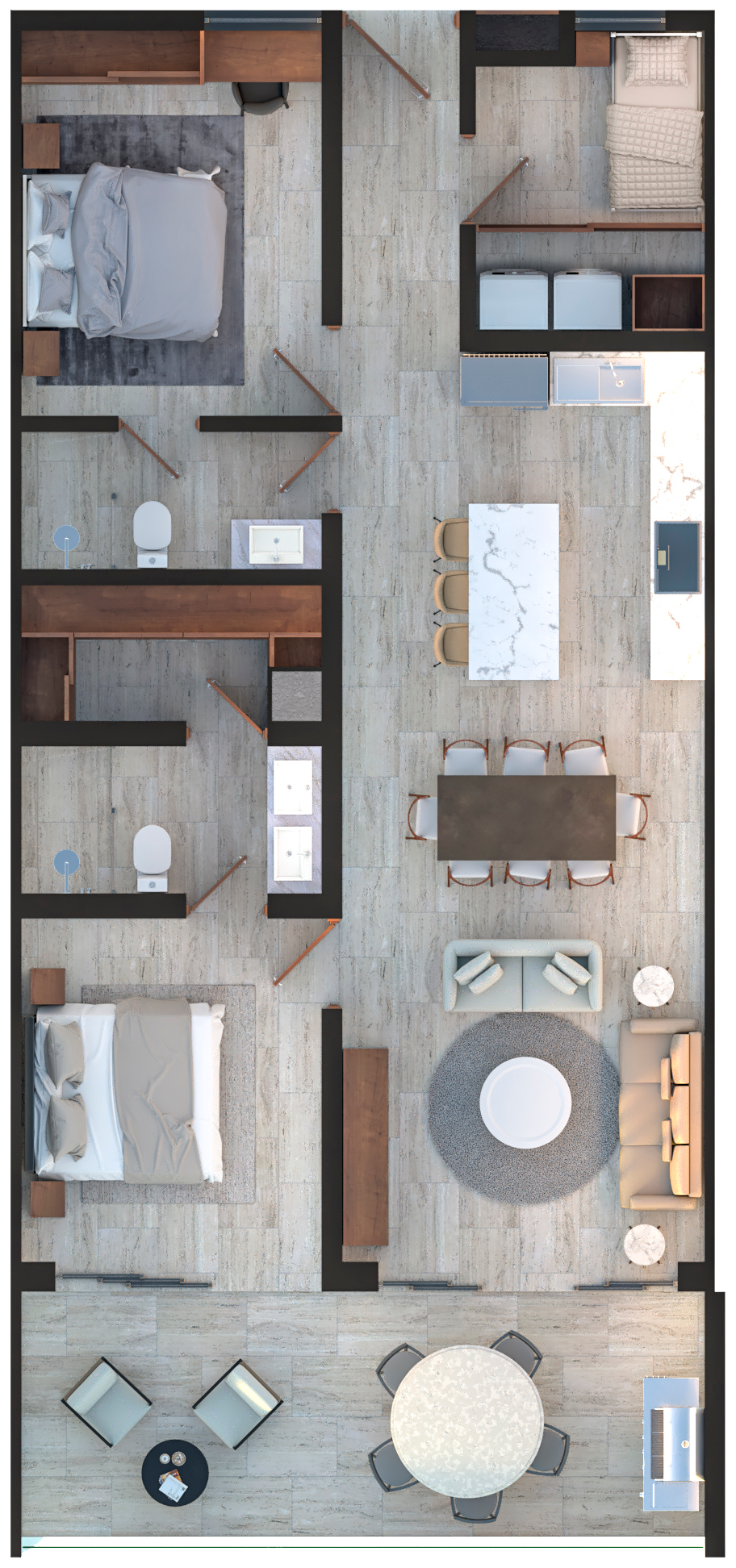 Solara del Mar Condo 2BR standard floor plan