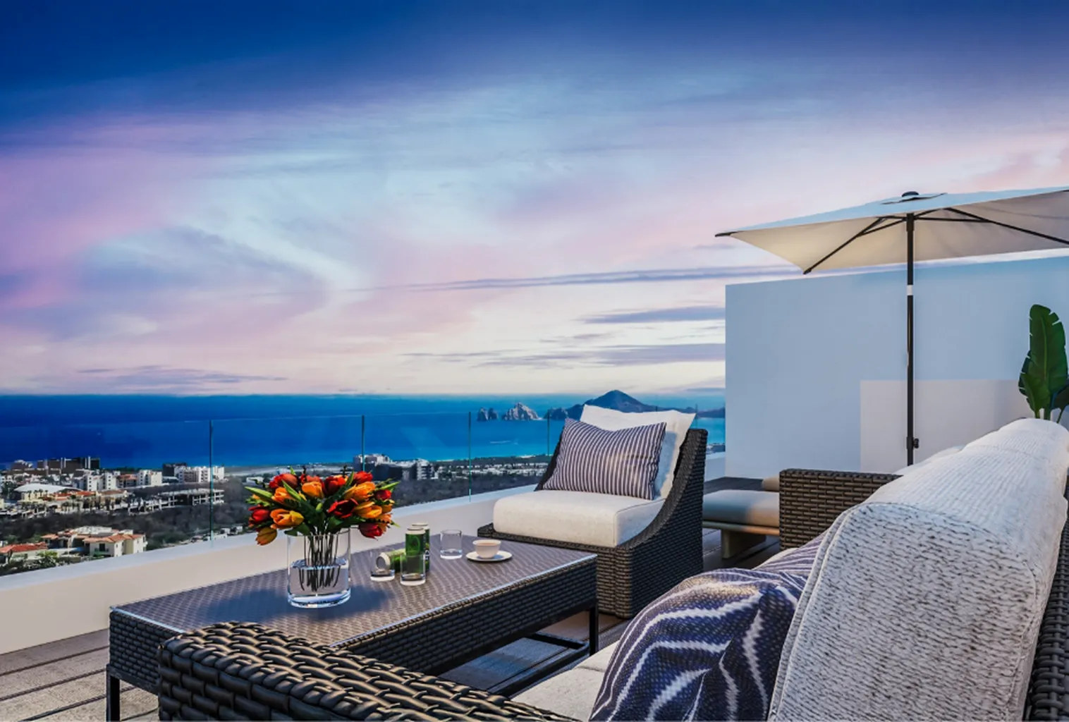 Terraza con vista al mar